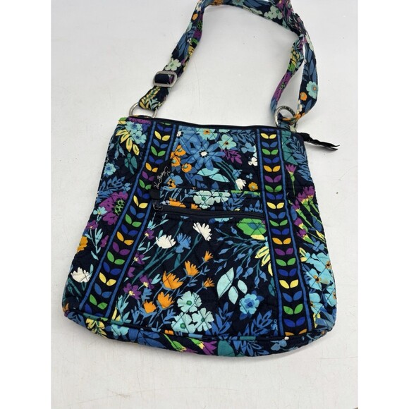 Vtg Vera Bradley Crossbody Hipster Midnight Blues Retired Floral Cotton Travel - Picture 2 of 8